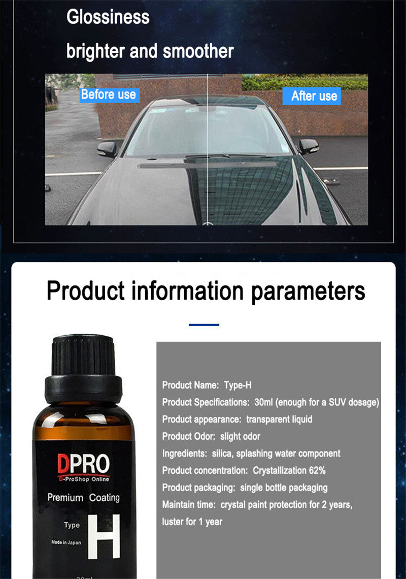 Car Paint Anti-scratch Super Hydrophobic Glass Coating