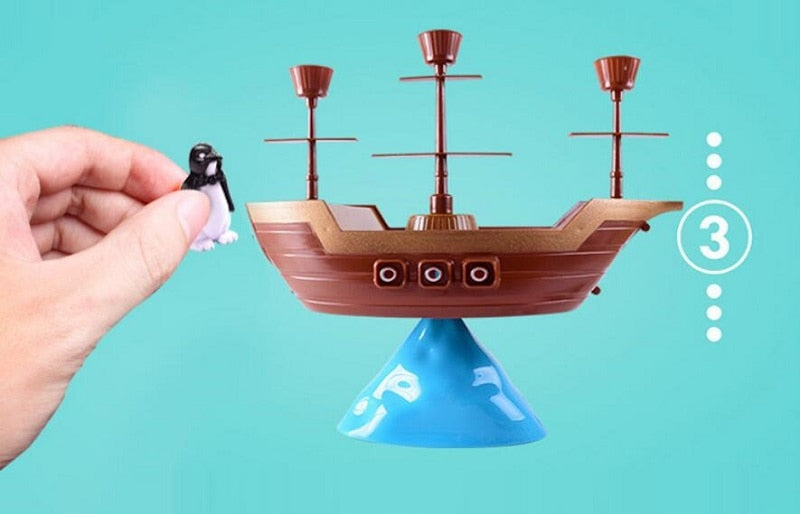 Penguin Pirate Ship Balance Game Toy