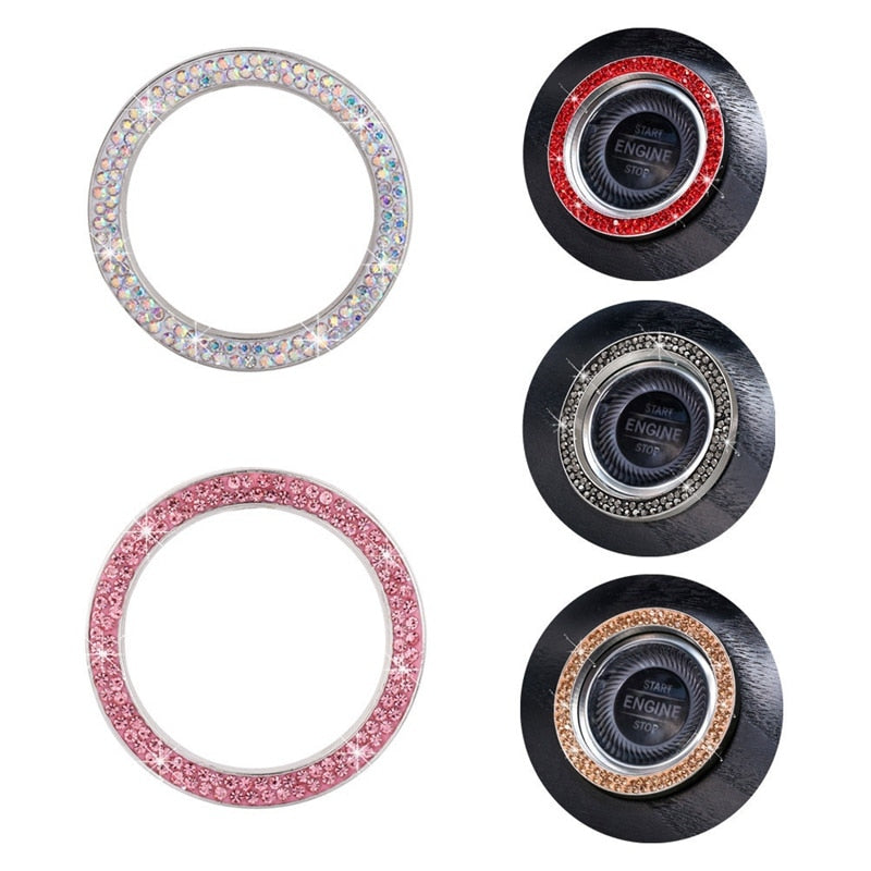 Diamond-Encrusted Car Start Button Ring Stickers