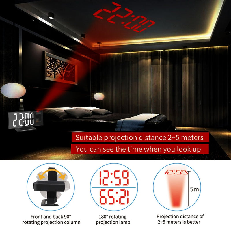 LED Projection Multifunctional Digital Alarm Clock