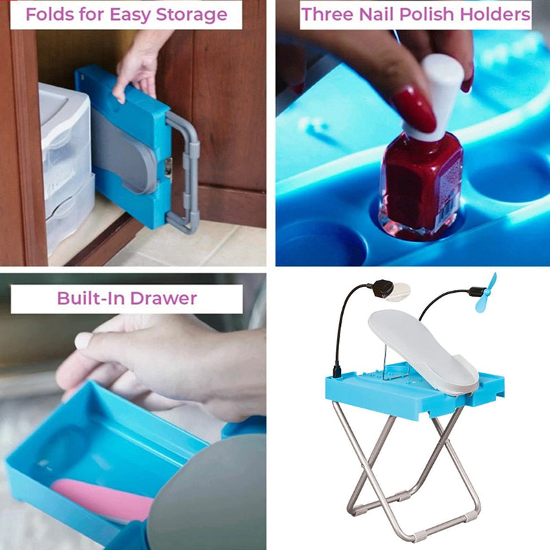 Manicure Stool With Fan Light Magnifying Glass