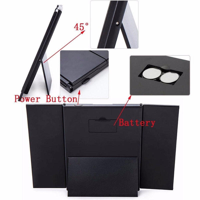 Desktop Portable LED Tri Fold Mirror