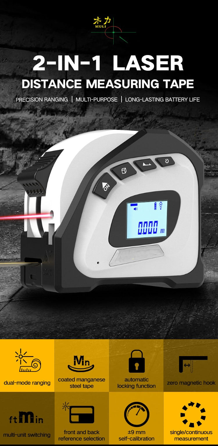 2-In-1 Digital Laser Measuring Tape