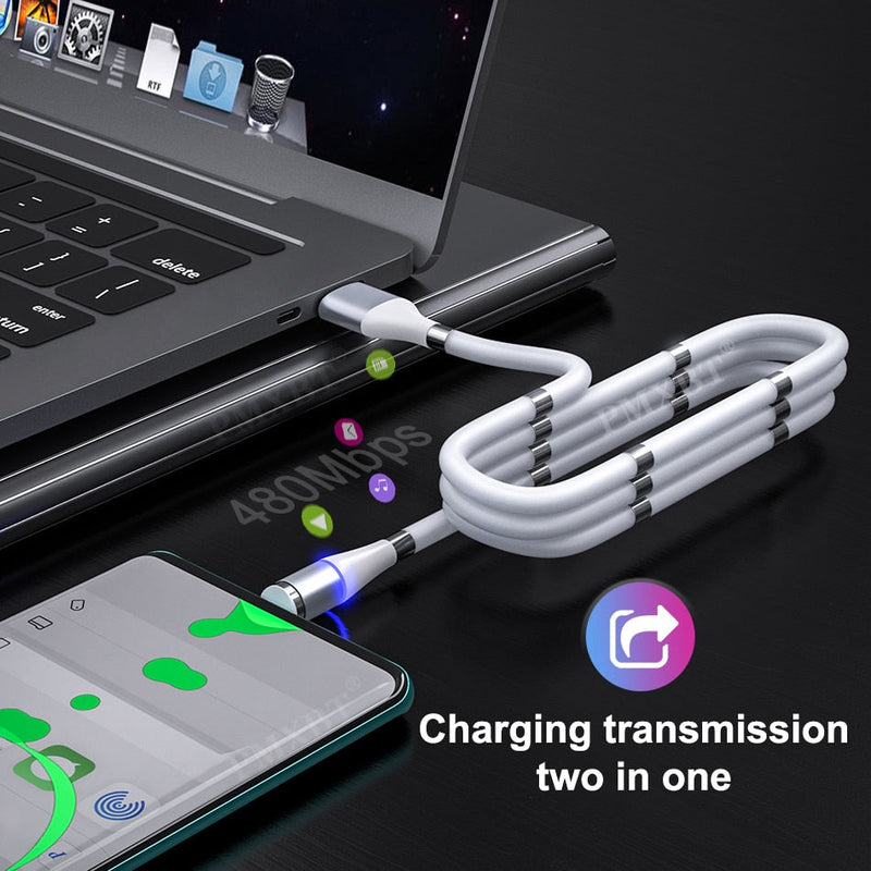 Self Winding 3 in 1 Magnetic Charging Cable