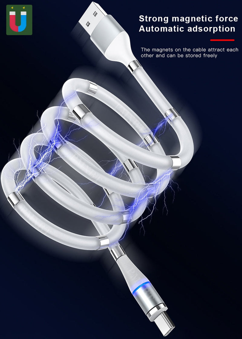 Self Winding 3 in 1 Magnetic Charging Cable