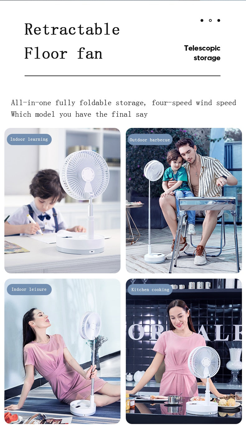 Portable Telescopic Folding Floor Fan