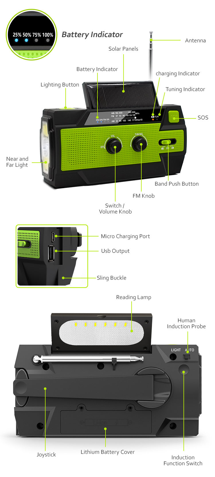 Multifunctional Solar Power Bank Radio