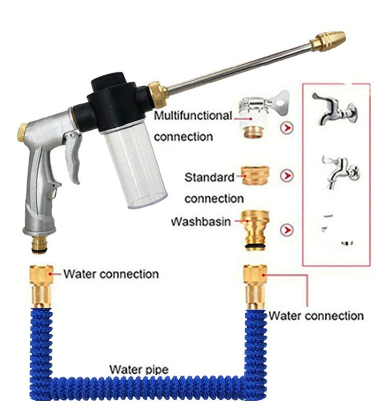 Electroplated Water Gun Set With Telescopic Hose