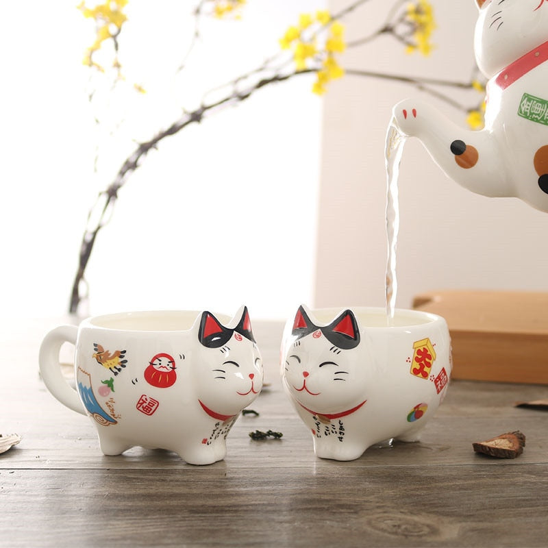 Ceramic Lucky Cat  Teapot set