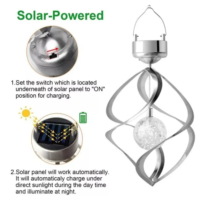 Solar Waterproof Spiral Spinner Light