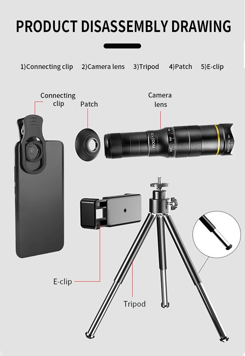 Phone Camera Telescope Lens 32X 28X 22X