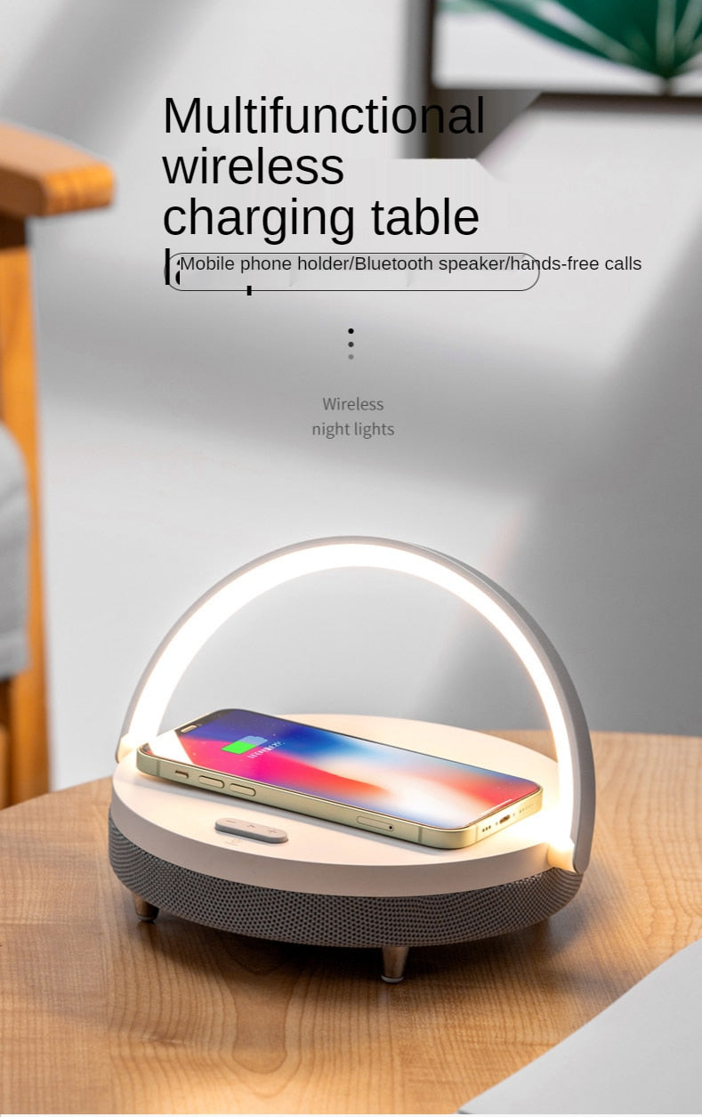 3 in 1 Bluetooth Speaker Wireless Chargers LED Lamp