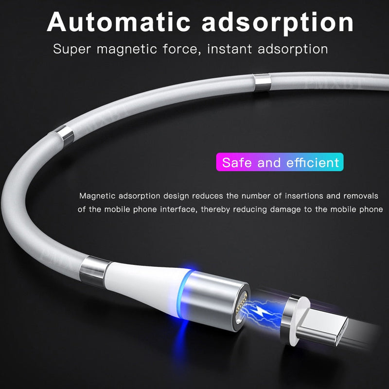 Self Winding 3 in 1 Magnetic Charging Cable