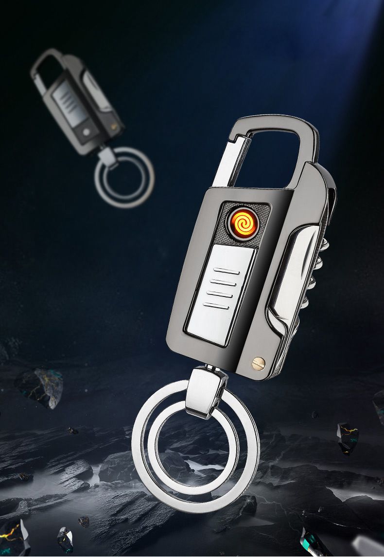 Multifunctional USB Lighter Keychain