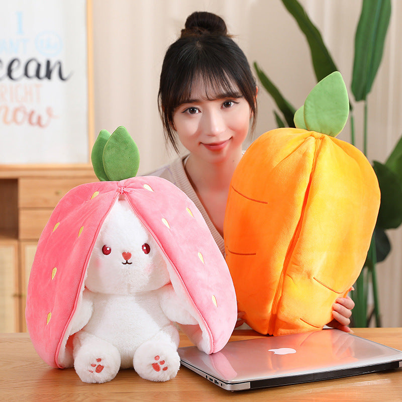 Transformation Strawberry Bunny Plush Toy