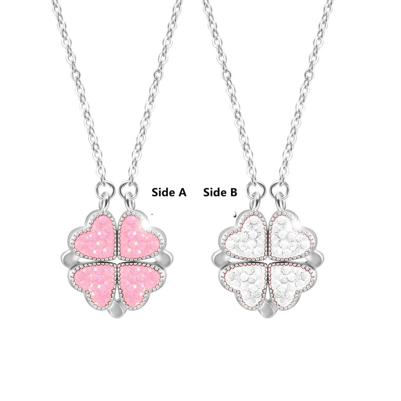 Four Leaf Clover Hearts Necklace