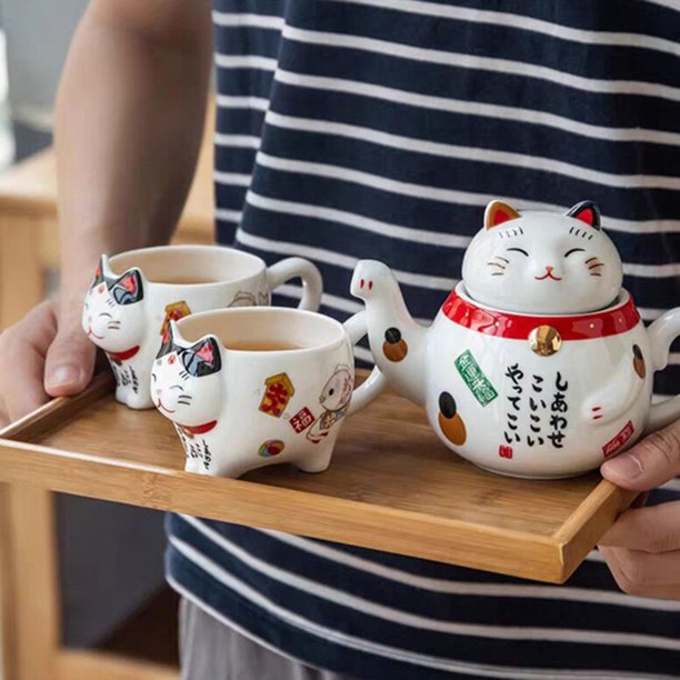 Ceramic Lucky Cat  Teapot set