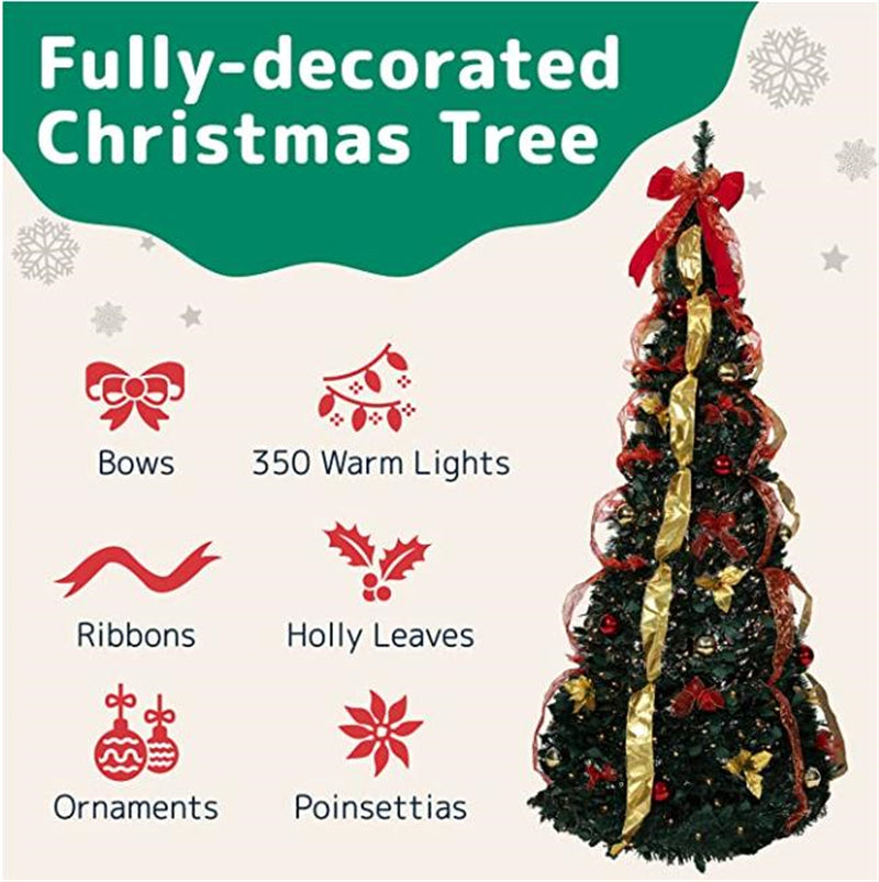 Fully Decorated Retractable Christmas Tree