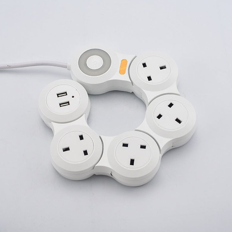 Flexible Plug Socket USB Extension Cord