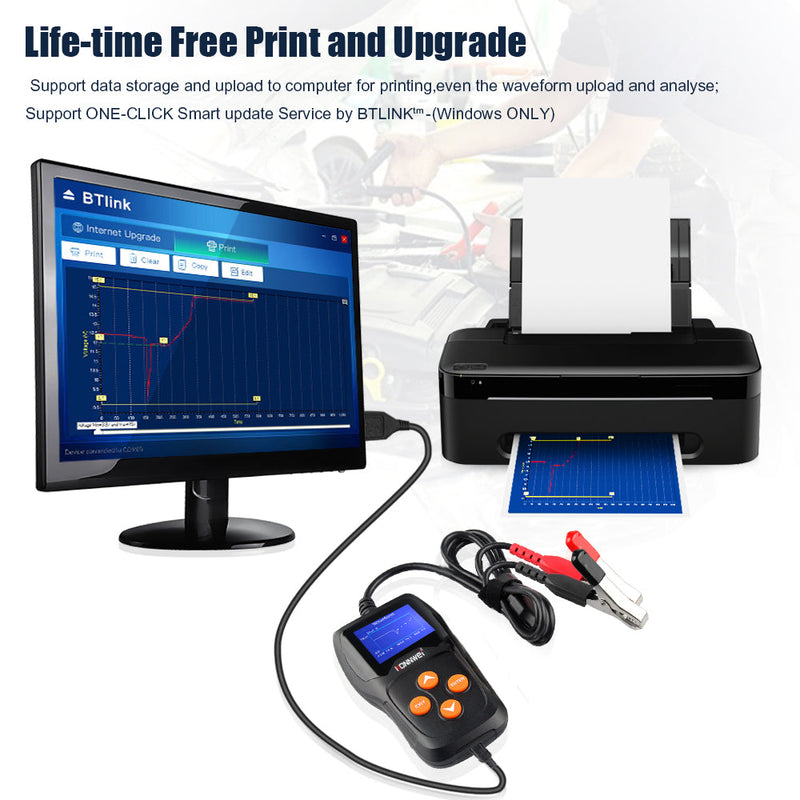 LCD Display Battery Cranking Charging Tester