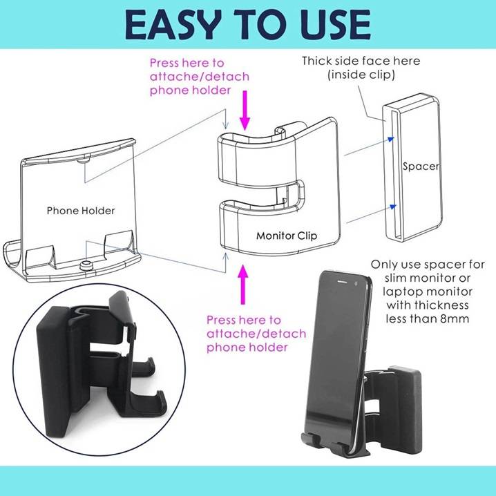 Monitor Screen Side Phone Holder